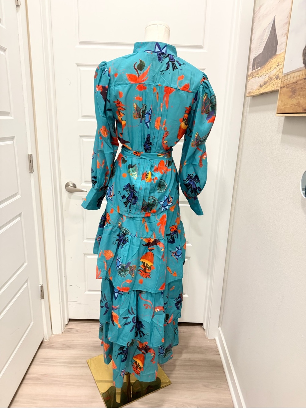 🔥Everard’s Clothing 2PC Tiered Teal Floral Maxi Skirt Set with Waist Tie NWT - Picture 9 of 14